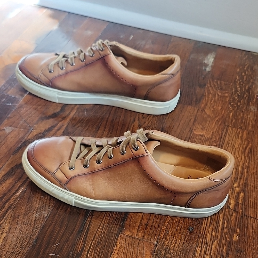 EUC Warfield & Grand Lassey Men Luxury LaceUp Tan Leather Sneakers 10.5 Designer - Picture 4 of 11
